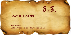 Borik Balda névjegykártya